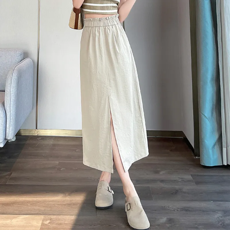 JEANSWEST American Individual High Rise Loose Fit Cargo Skirt Split Design Commute Versatile Thin A Line Summer Women's-12