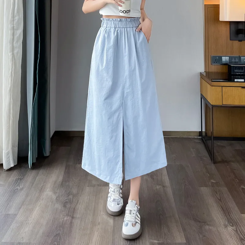 JEANSWEST American Individual High Rise Loose Fit Cargo Skirt Split Design Commute Versatile Thin A Line Summer Women's-4