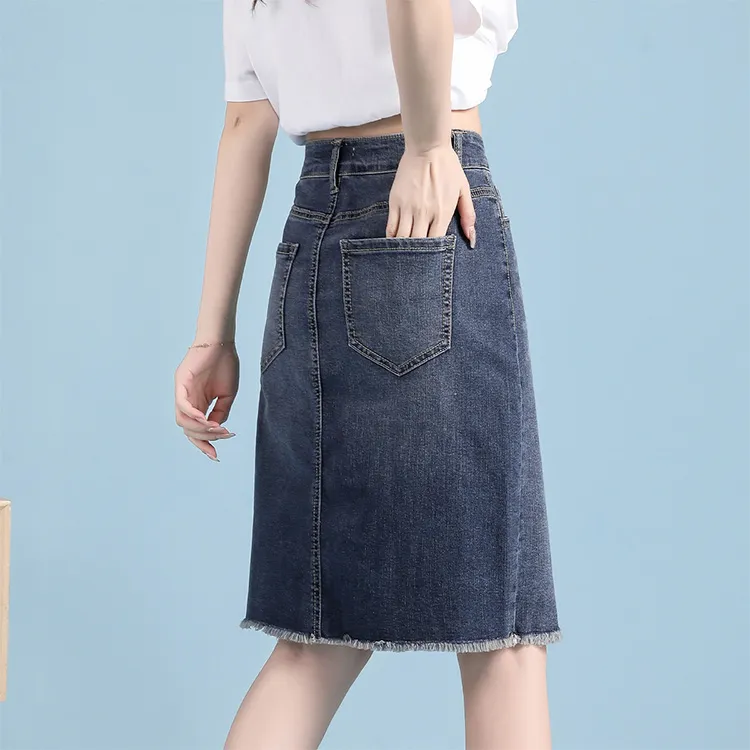 JEANSWEST Denim Short Skirts Women's Dark Blue-5