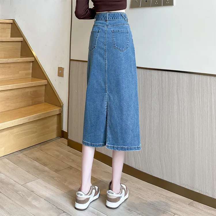 JEANSWEST Denim Long Skirt Women's-4