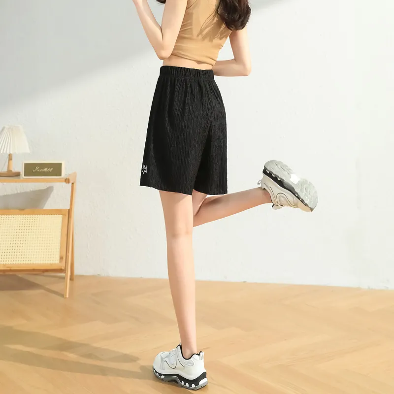 Jean West Resort Style Solid Color High Rise Knee Length Pants Outerwear Thin Petite Summer Women's Apricot-2