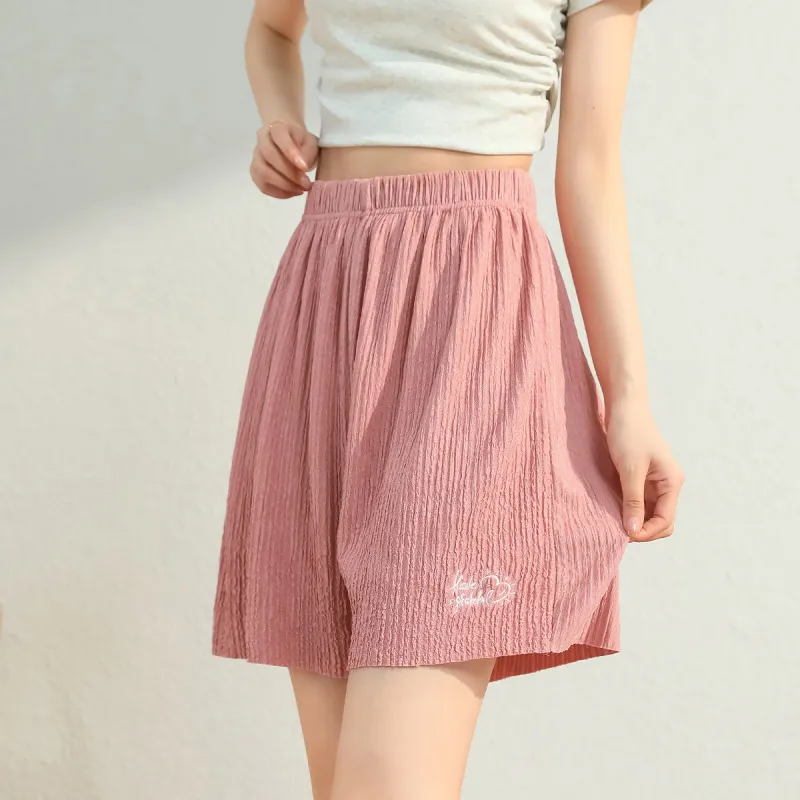 Jean West Resort Style Solid Color High Rise Knee Length Pants Outerwear Thin Petite Summer Women's Apricot-8