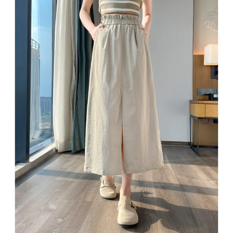 JEANSWEST American Individual High Rise Loose Fit Cargo Skirt Split Design Commute Versatile Thin A Line Summer Women's-11