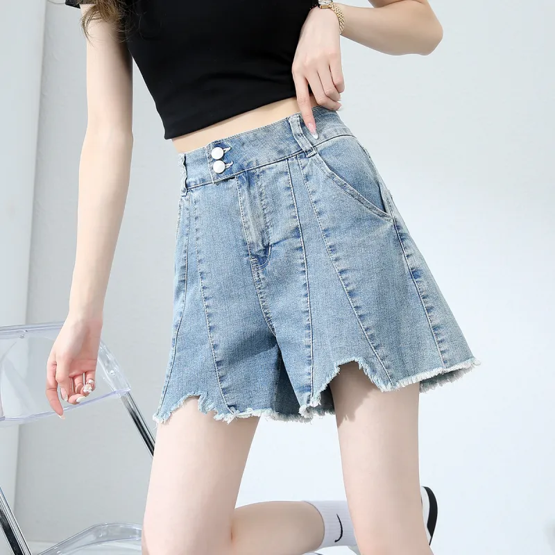 JEANSWEST Denim Shorts Women's Light Blue-3