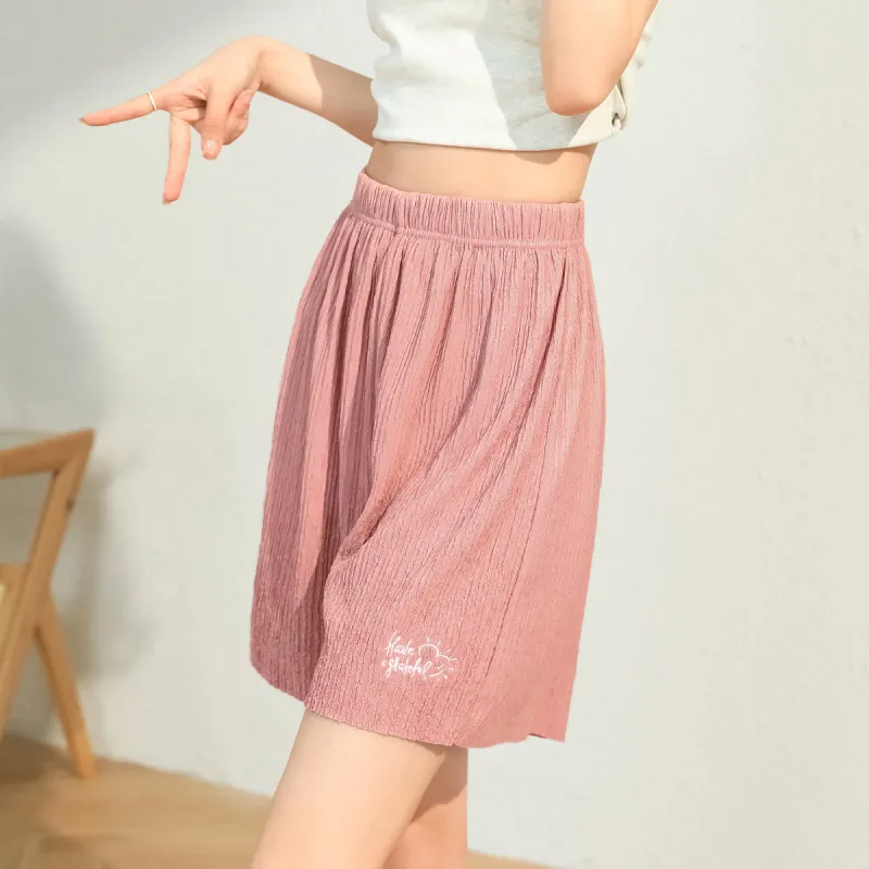 Jean West Resort Style Solid Color High Rise Knee Length Pants Outerwear Thin Petite Summer Women's Apricot-7