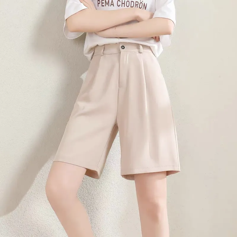 JEANSWEST Fashion Versatile Solid Color Basic Commute High Rise Cooling Comfortable Fitted Zip Closure Summer Women's-7