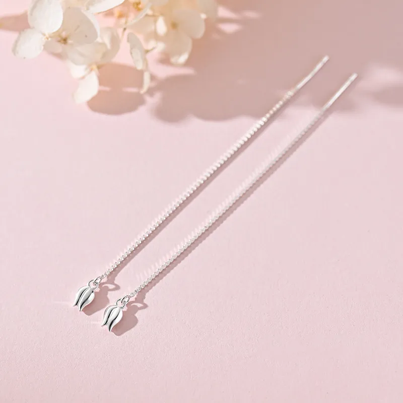 Zhiyu 999 Fine Silver Drop Earrings Women's-4