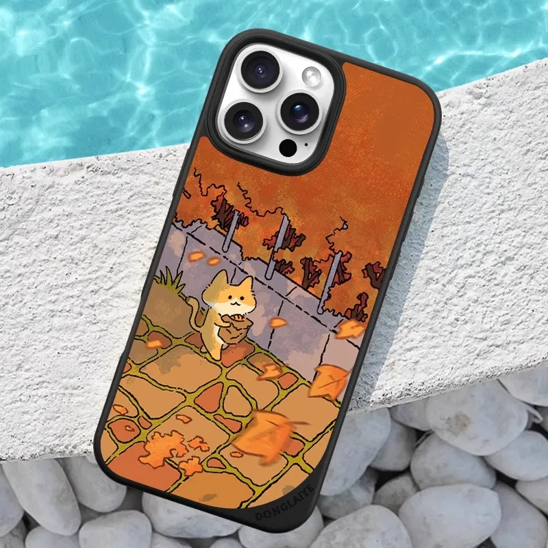 LANWK Glass Material Autumn Is Here Phone Case Compatible With Apple IPhone 13/14/15/16/Pro/Pro Max Anti Drop Magnetic-5