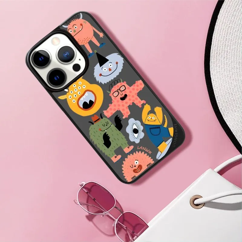 LANWK Glass Material Weird World Phone Case Compatible With Apple IPhone 13/14/15/16/Pro/Pro Max-4