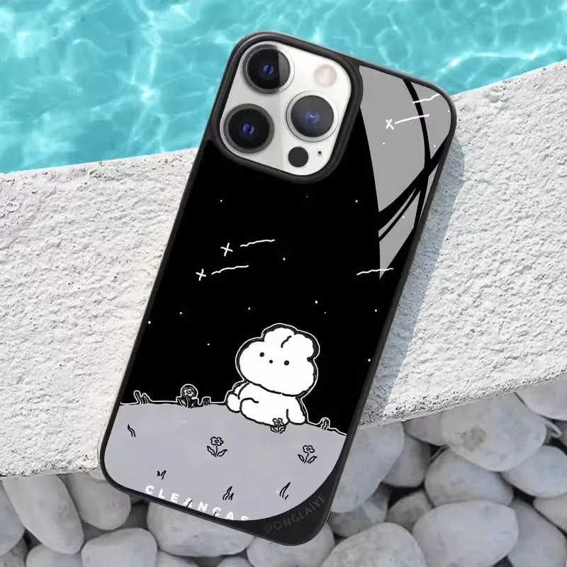 LANWK Glass Material Gazing At The Starry Sky Magnetic Phone Case Compatible With Apple IPhone 14/15/16/Pro/Pro Max-5