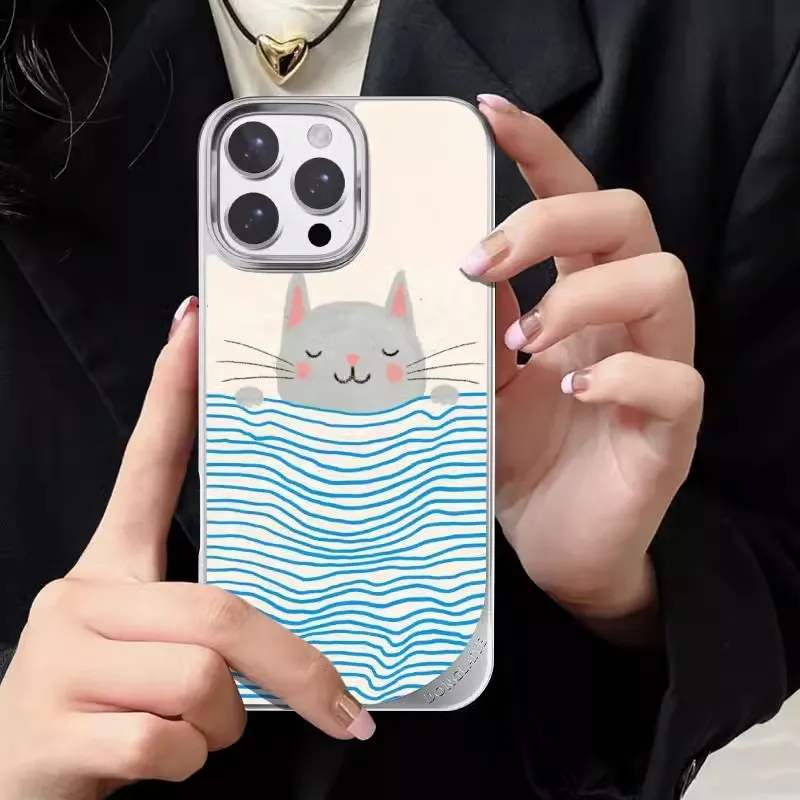 LANWK Glass Material Cat Sleep 2024 Phone Case Compatible With Apple IPhone 14/15/16/Pro/Pro Max Impact Resistant-6
