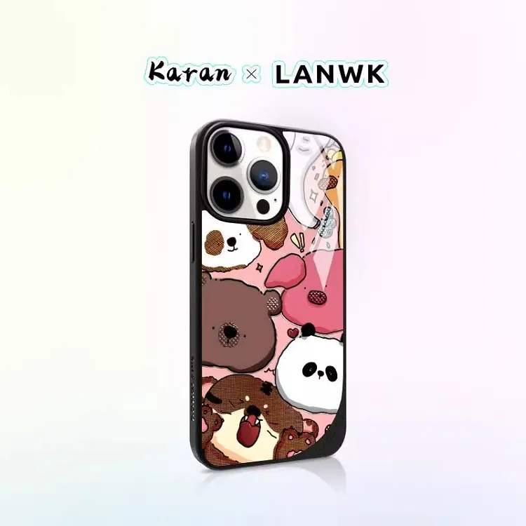 LANWK Glass Material Jungle Party Phone Case Compatible With IPhone 14/15/16/Pro/Pro Max-5