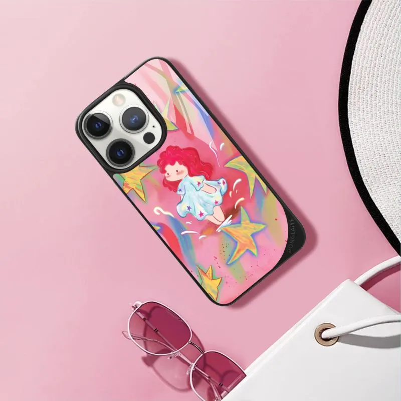 LANWK Glass Material Stars Dance Phone Case Compatible With Apple IPhone 14 Pro/16 Pro/15 Pro Max Case Magnetic-1