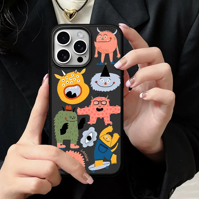 LANWK Glass Material Weird World Phone Case Compatible With Apple IPhone 13/14/15/16/Pro/Pro Max-8