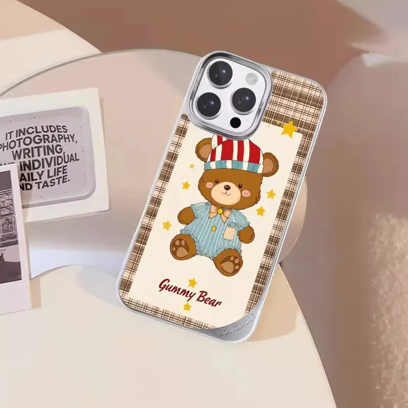 LANWK Glass Material Sleepy Bear Impact Resistant Magnetic Phone Case Compatible With Apple IPhone 14/15/16/Pro/Pro Max-5