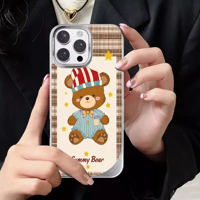 LANWK Glass Material Sleepy Bear Impact Resistant Magnetic Phone Case Compatible With Apple IPhone 14/15/16/Pro/Pro Max-6
