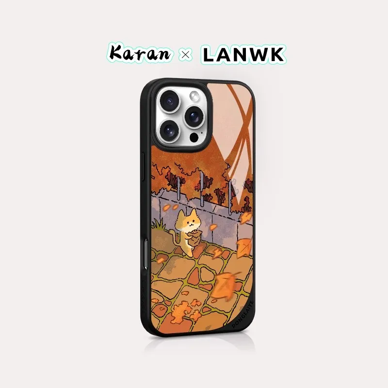 LANWK Glass Material Autumn Is Here Phone Case Compatible With Apple IPhone 13/14/15/16/Pro/Pro Max Anti Drop Magnetic-2