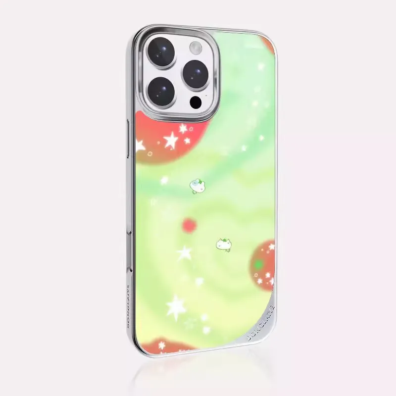 LANWK Glass Material Mint Stars Phone Case Compatible With Apple IPhone 14/15/16/Pro/Pro Max-7