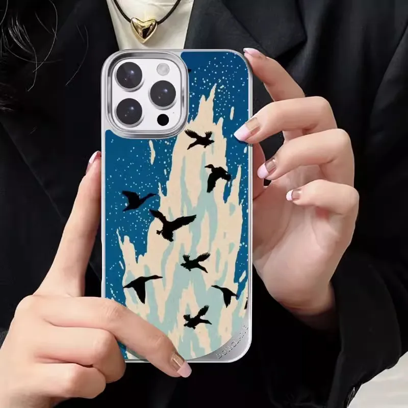 LANWK Glass Material Leap Coast Phone Case Compatible With Apple IPhone 14/15/16/Pro/Pro Max Magnetic Impact Resistant-4