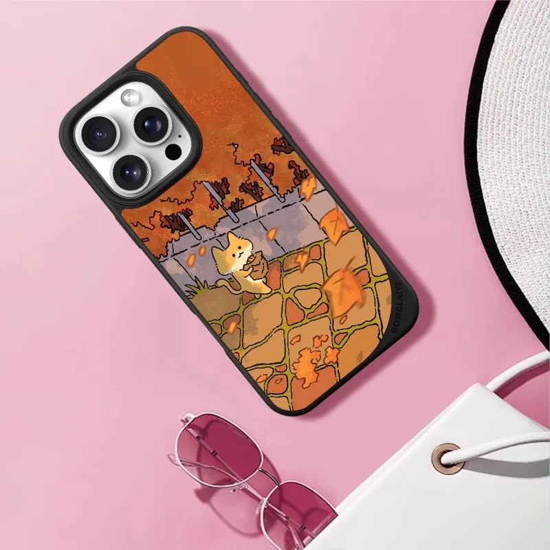 LANWK Glass Material Autumn Is Here Phone Case Compatible With Apple IPhone 13/14/15/16/Pro/Pro Max Anti Drop Magnetic-4