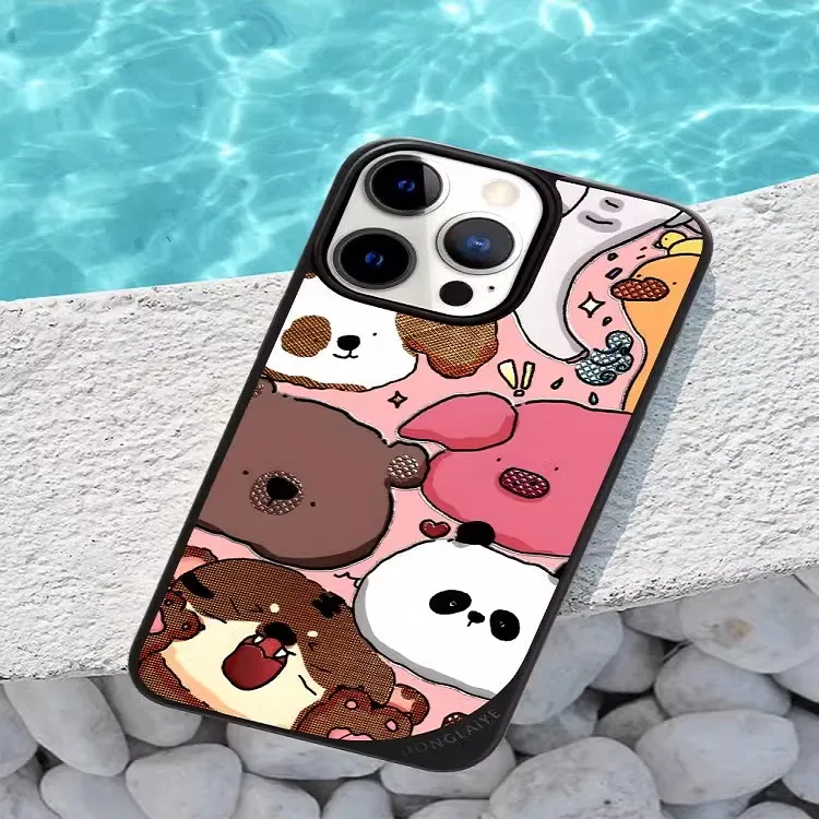 LANWK Glass Material Jungle Party Phone Case Compatible With IPhone 14/15/16/Pro/Pro Max-3