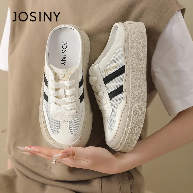 JOSINY Closed Toe Slippers Women's Beige Black-5