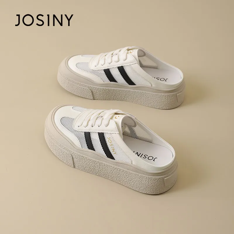 JOSINY Closed Toe Slippers Women's Beige Black-4