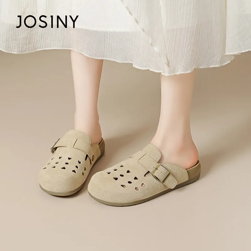 JOSINY Cut Out Odor Resistant Closed Toe Slippers Women's Apricot-6