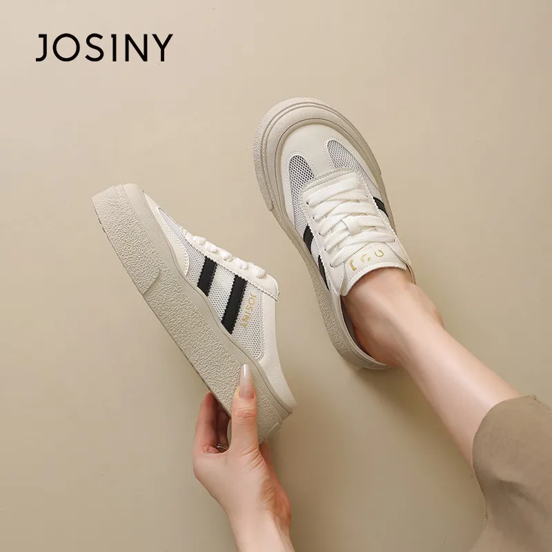 JOSINY Closed Toe Slippers Women's Beige Black-2