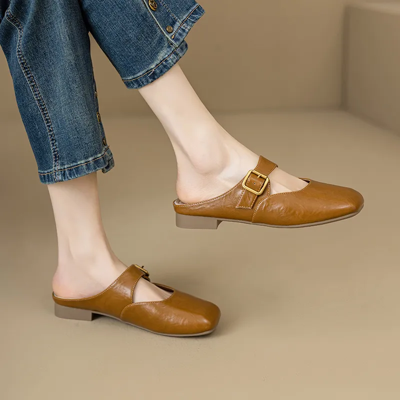 JOSINY Rubber Sole Quiet Odor Resistant Slip Resistant Quick Dry Closed Toe Slippers Women's Brown-1