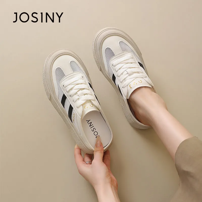 JOSINY Closed Toe Slippers Women's Beige Black-3