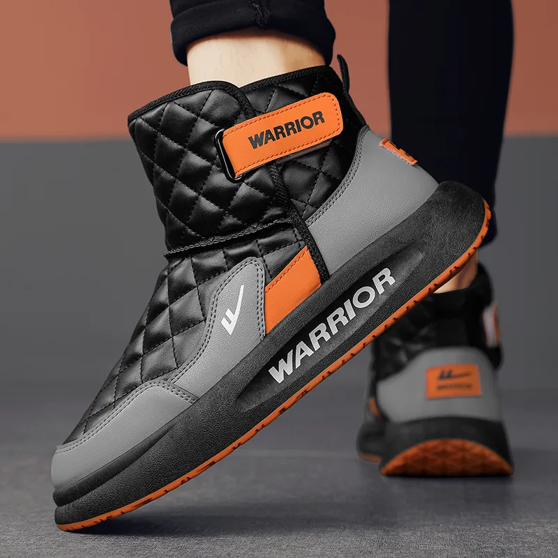 Warrior Thermal Abrasion Resistant Coverage Short Snow Boots Men's Black Gray Orange-5