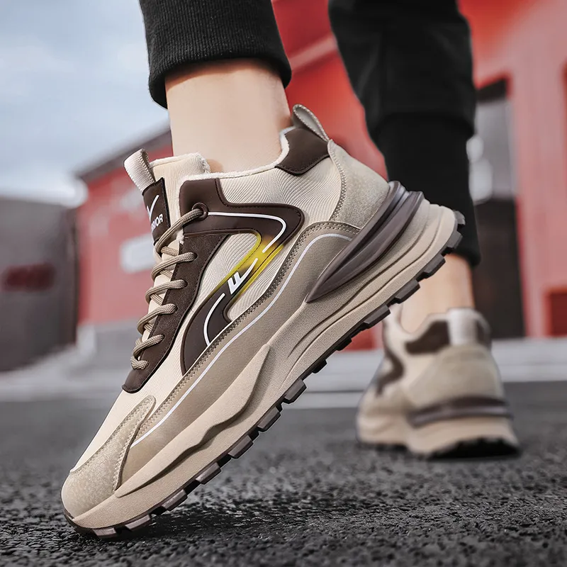 Warrior Cushioning Abrasion Resistant Height Increasing Thermal Mat High Top Casual Shoes Men's Khaki Brown-7