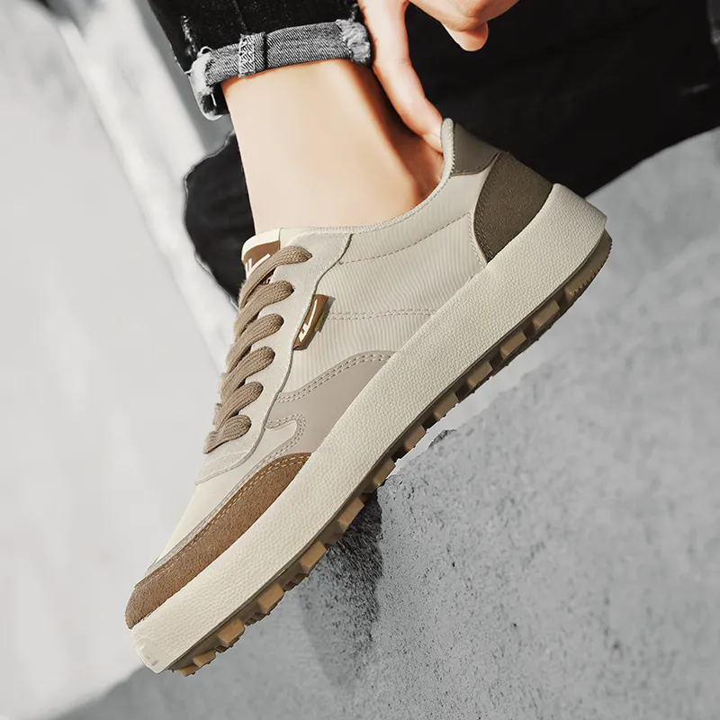 Warrior Wear resistant, Lightweight, Breathable, And Non slip. Low Top Casual Shoes Men's Dark Beige Brown-7