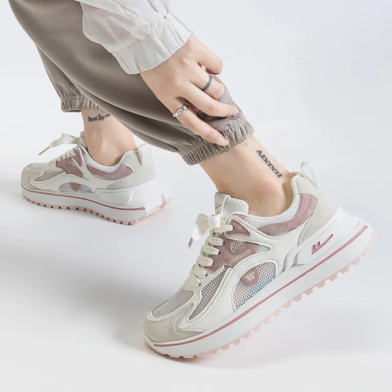 Warrior Shock Absorbers Slip Resistant, Abrasion Resistant, Breathable Low Top Casual Shoes Women's Light Pink-3