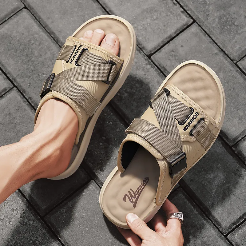 Warrior Slip Resistant Abrasion Resistant Slide Slippers Men's Khaki-4