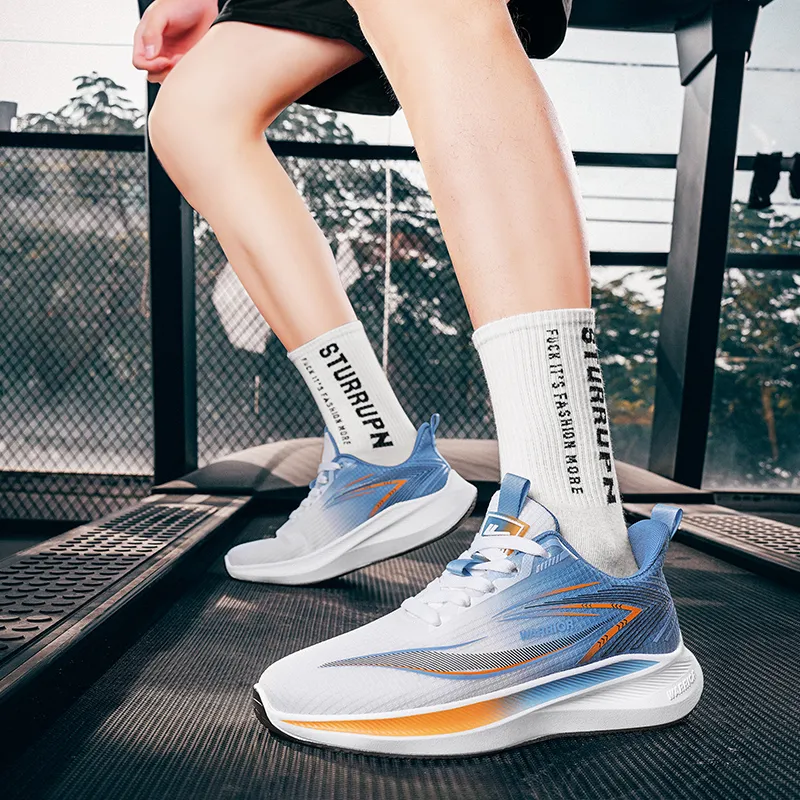 WARRIOR Running Shoes Men Low Top White/Blue-9