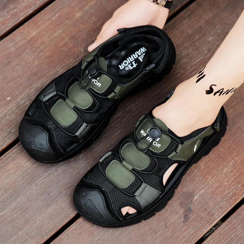 Warrior River Trekking Shoes Wear resistant, Lightweight, Breathable, And Non slip. Beach Sandals Men's Green Black-9
