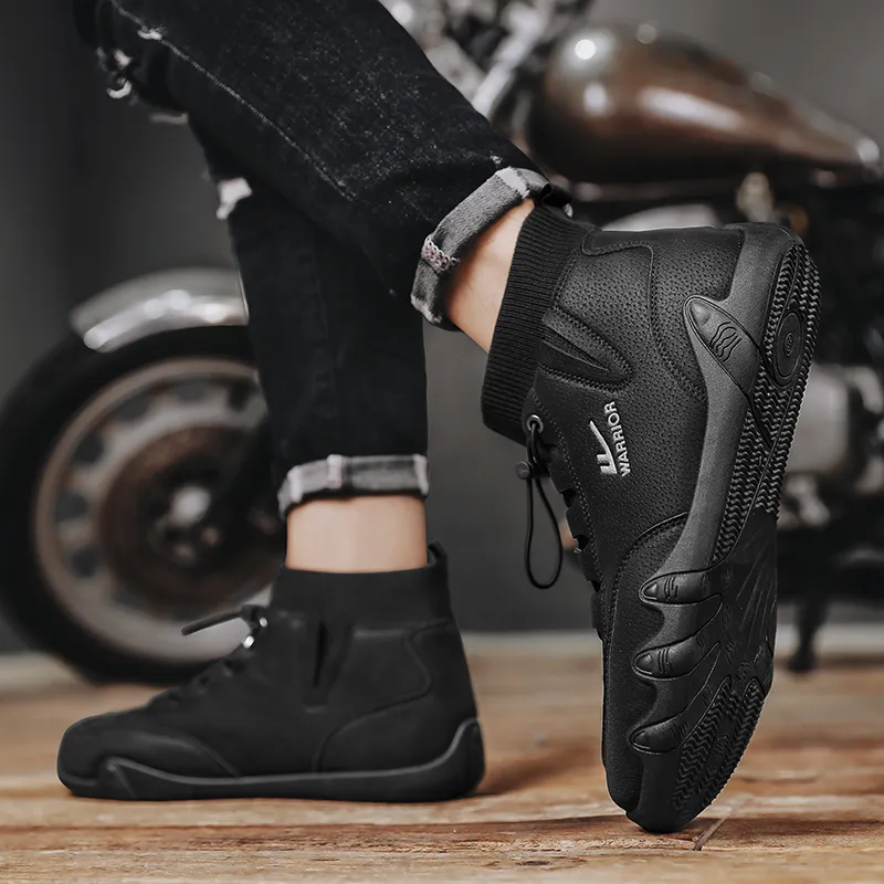 Warrior Coverage Slip Resistant And Abrasion Resistant Mid Top Skateboard Shoes Men's Black-6