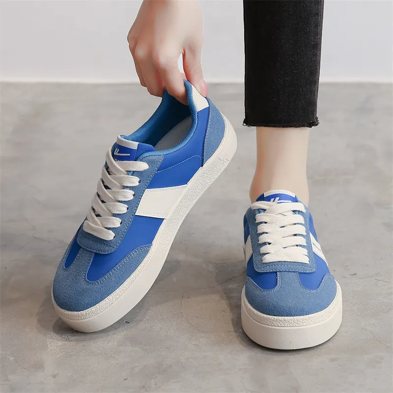 Warrior Anti-Slip And Wear-Resistant Lightweight Low-Top Skateboard Shoes Unisex Royal Blue Beige-6