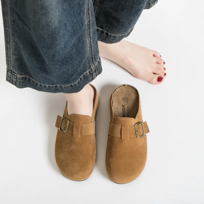 Warrior Stitching Metal Slip Resistant Abrasion Resistant Closed Toe Slippers Women's Light Brown-2