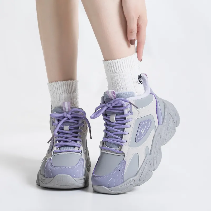 Warrior Slip Resistant, Abrasion Resistant, Thermal High Top Chunky Sneakers Women's Gray Purple-4