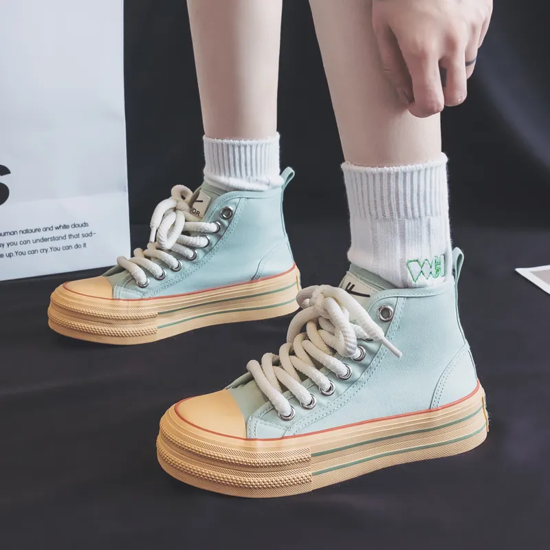 Warrior Slip Resistant, Abrasion Resistant, Breathable, Lightweight, Height Increasing High Top Canvas Shoes Women's-6