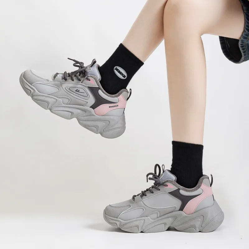 WARRIOR Chunky Sneakers Women's Low Top Black-4