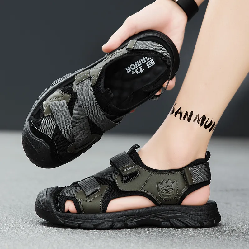 Warrior River Trekking Shoes Casual Chef Shoes Beach Sandals Men's Army Green/Black-2