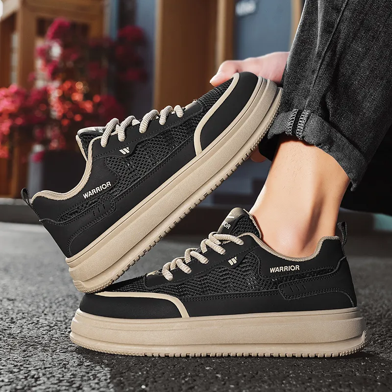WARRIOR Skateboard Shoes Men Low Top Brown-4