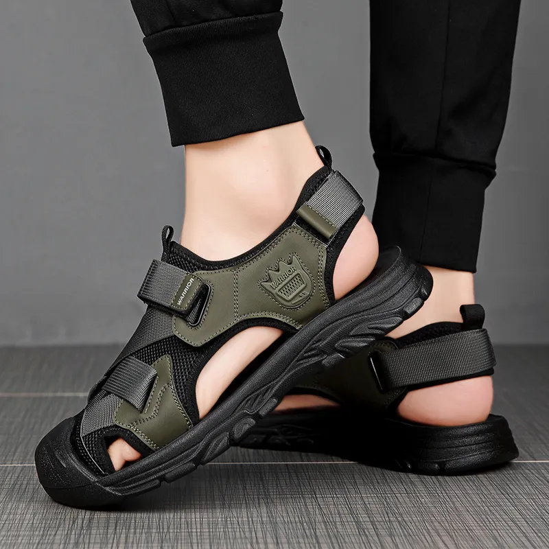 Warrior River Trekking Shoes Casual Chef Shoes Beach Sandals Men's Army Green/Black-10
