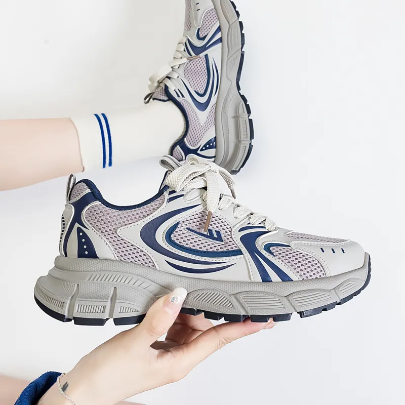 WARRIOR Chunky Sneakers Women's Low Top Silver-1