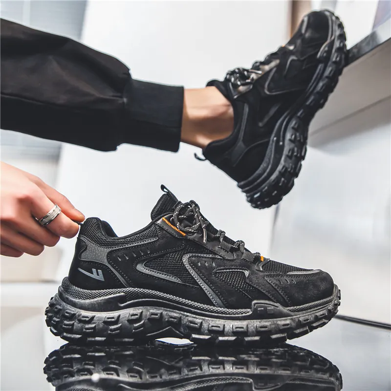 Warrior Shock Absorbers With Slip Resistant And Abrasion Resistant Properties Low Top Chunky Sneakers Men's Black-7