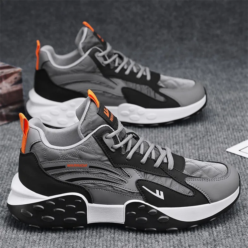 Warrior Anti Slip Wear Resistant High Top Chunky Sneakers Men's Gray Black-3